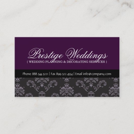 Visitekaartje van Damask Wedding Planner (Voorkant)