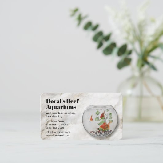 visitekaartje van de aquariumwinkel (Staand voorkant)