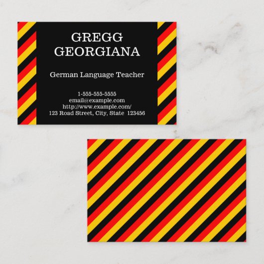 Visitekaartje van de Duitse taaldocent (Voorkant / Achterkant)