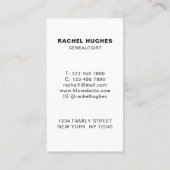 Visitekaartje van de Genalogist Family Tree (Achterkant)