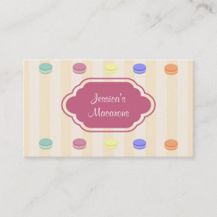 Visitekaartje van de kattekleurige Macarons Bakery