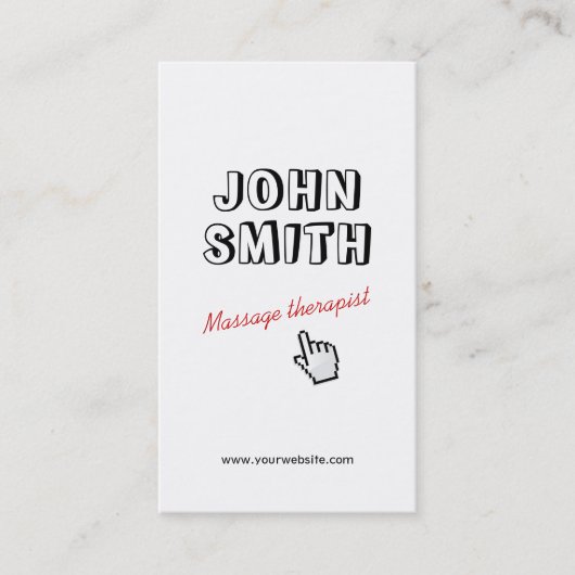 Visitekaartje van de massagetherapeute van de Teks (Voorkant)