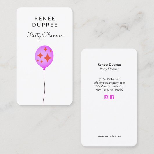 Visitekaartje van de Planner (Voorkant / Achterkant)