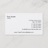 Visitekaartje van de productiemarkt (Achterkant)