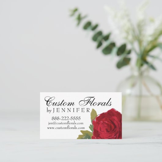 Visitekaartje van de rode roze, Florist, hairdress Afsprakenkaartje (Staand voorkant)