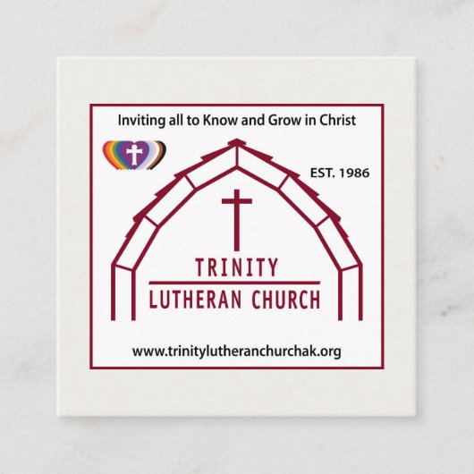 Visitekaartje van de Trinity Lutheran Church (Voorkant)