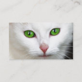 Visitekaartje van groene gekleurde witte kat (Achterkant)