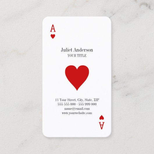Visitekaartje van hart (Voorkant)