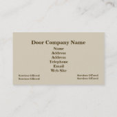 Visitekaartje van het deurbedrijf (Achterkant)
