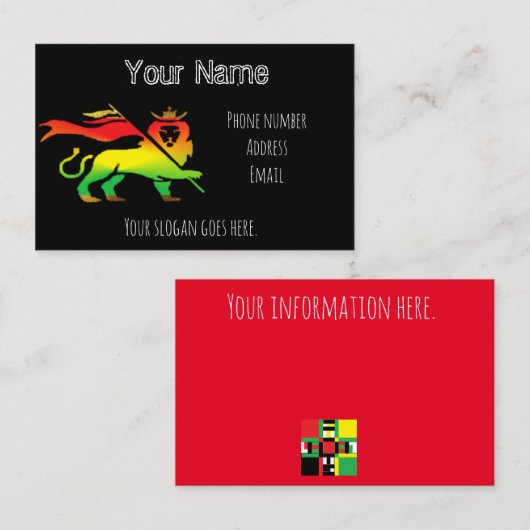 Visitekaartje van het eiland Rasta Lion Visitekaar (Voorkant / Achterkant)
