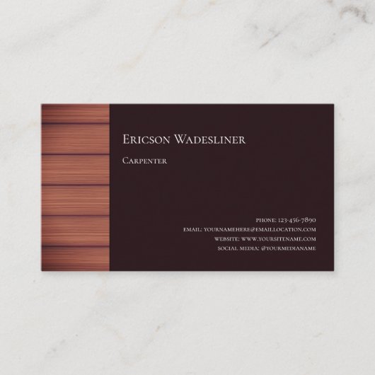 Visitekaartje van houtbruin hout (Voorkant)