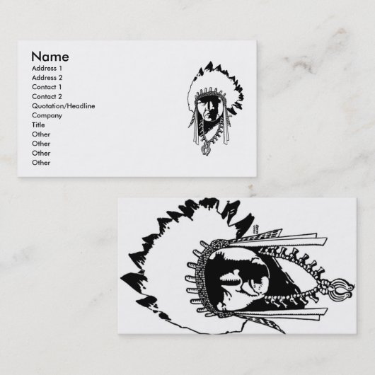 Visitekaartje van Indiaas opperhoofd (Voorkant / Achterkant)