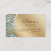 Visitekaartje van juwelen Zebra Sparkle Blauwgroen (Achterkant)
