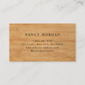 Visitekaartje van naaimachinaal hout (Achterkant)