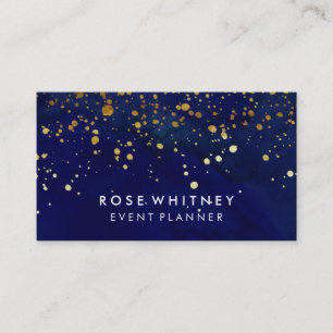 Visitekaartje van Navy Blue en Faux Gold Glitter