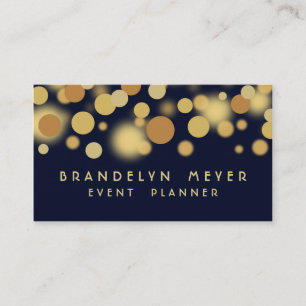 Visitekaartje van Navy Blue en Gold Bokeh Stippen