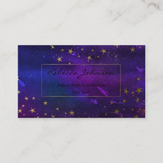 Visitekaartje van Paarse en goudglitter (Voorkant)