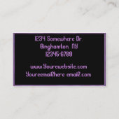 Visitekaartje van Paarse glanzende huishokken (Achterkant)