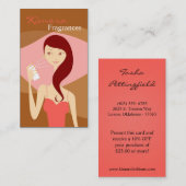 Visitekaartje van parfumaraat VectorWinkelmeisje (Voorkant / Achterkant)