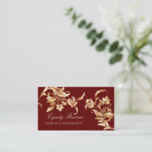 Visitekaartje van Red and Gold Floral Damask (Staand voorkant)
