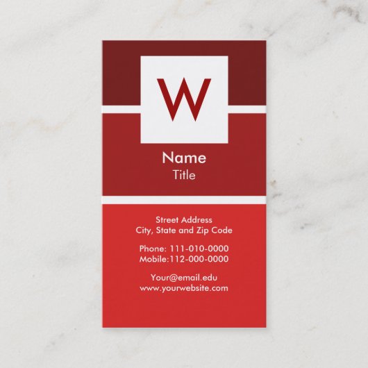 Visitekaartje van Red Modern Monogram (Voorkant)