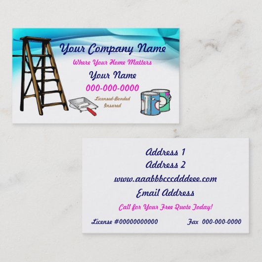 Visitekaartje van schilder (Voorkant / Achterkant)