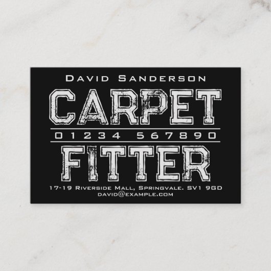 Visitekaartje van tapijt Fitter (Voorkant)