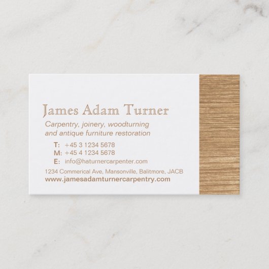 Visitekaartje van timmerhout (Voorkant)