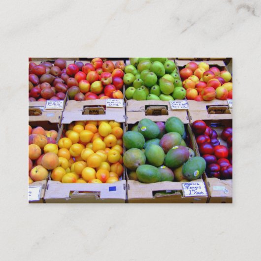 Visitekaartje van verse producten (Voorkant)