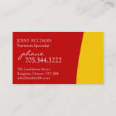 Visitekaartje van voedingsdeskundigen (Achterkant)