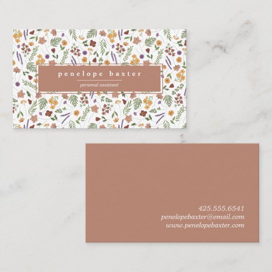 Visitekaartje van wilde bloemen (Voorkant / Achterkant)