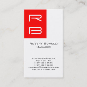 Visitekaartje Vertical Red White Monogram Manager