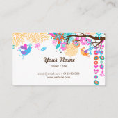 visitekaartje - vogels, florale achtergrond (Achterkant)