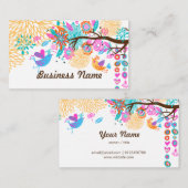 visitekaartje - vogels, florale achtergrond (Voorkant / Achterkant)