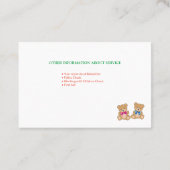 Visitekaartje voor babysitter en kinderopvang (Achterkant)