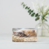  Visitekaartje voor cattery beige kleur (Staand voorkant)