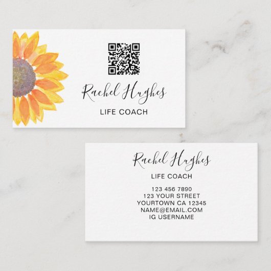 Visitekaartje voor de Life Coach QR-code (Voorkant / Achterkant)