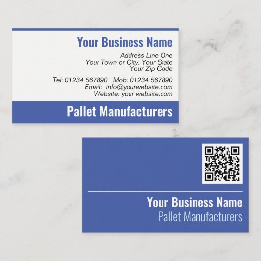 Visitekaartje voor de QR-code van de palletfabrika (Voorkant / Achterkant)
