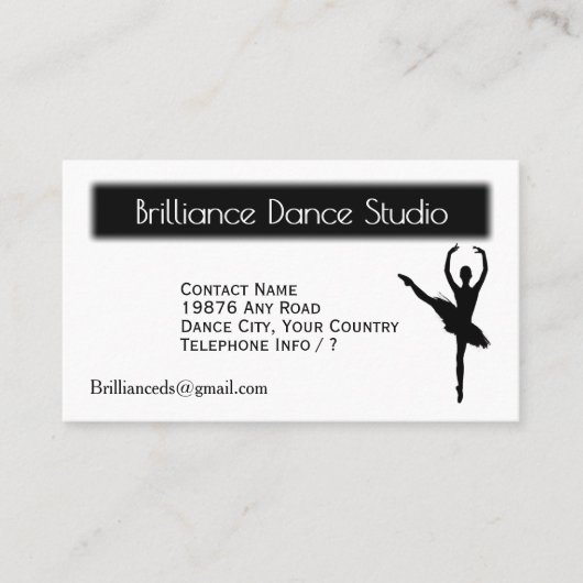 Visitekaartje voor dubbelzijdige balletdansing (Voorkant)
