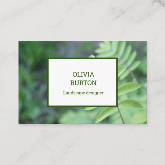 Visitekaartje voor een landschapsontwerper. (Voorkant)