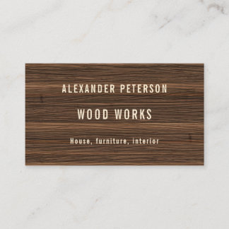 Visitekaartje voor een werkende met hout.