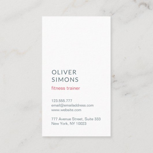 Visitekaartje voor fitnesstrainer (Achterkant)