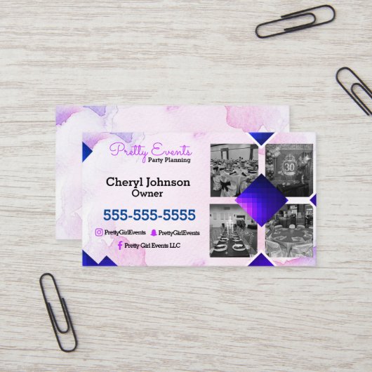 Visitekaartje voor foto's van feestbord (Voorkant / Achterkant in situ)