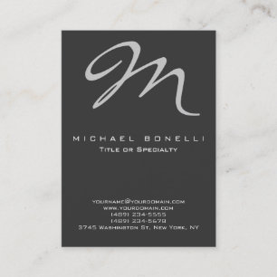 Visitekaartje voor grote monogram grijze kalligraf