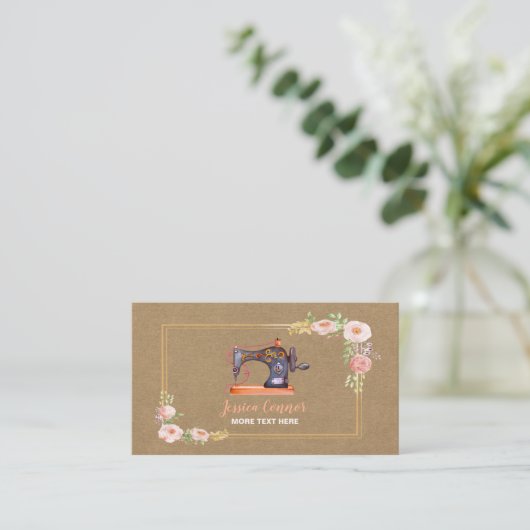 Visitekaartje voor het naaien van bloemkraft (Staand voorkant)