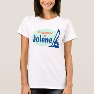 Visitekaartje voor het reinigen van roze retro Hou T-shirt