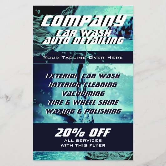 Visitekaartje voor het wassen van de auto flyer (Voorkant)