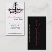 Visitekaartje voor interieurontwerper Roze luchter (Voorkant / Achterkant)