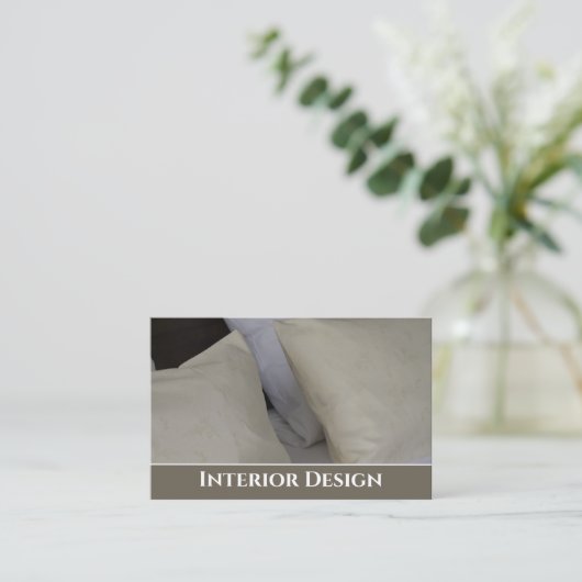 Visitekaartje voor interieurs en stoffering. (Staand voorkant)