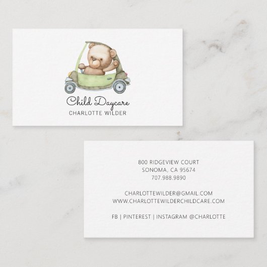 Visitekaartje voor kinderopvang (Voorkant / Achterkant)